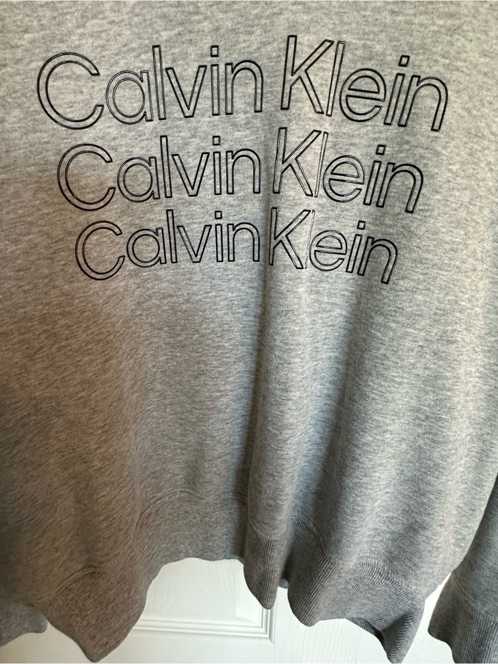 Calvin Klein Light Grey Crewneck Sweater with Repeated Logo